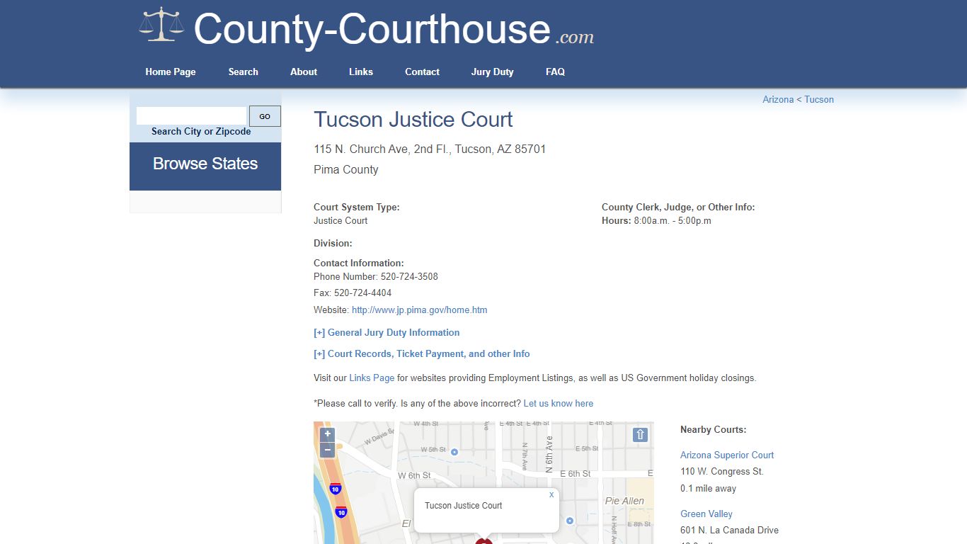 Tucson Justice Court in Tucson, AZ - Court Information